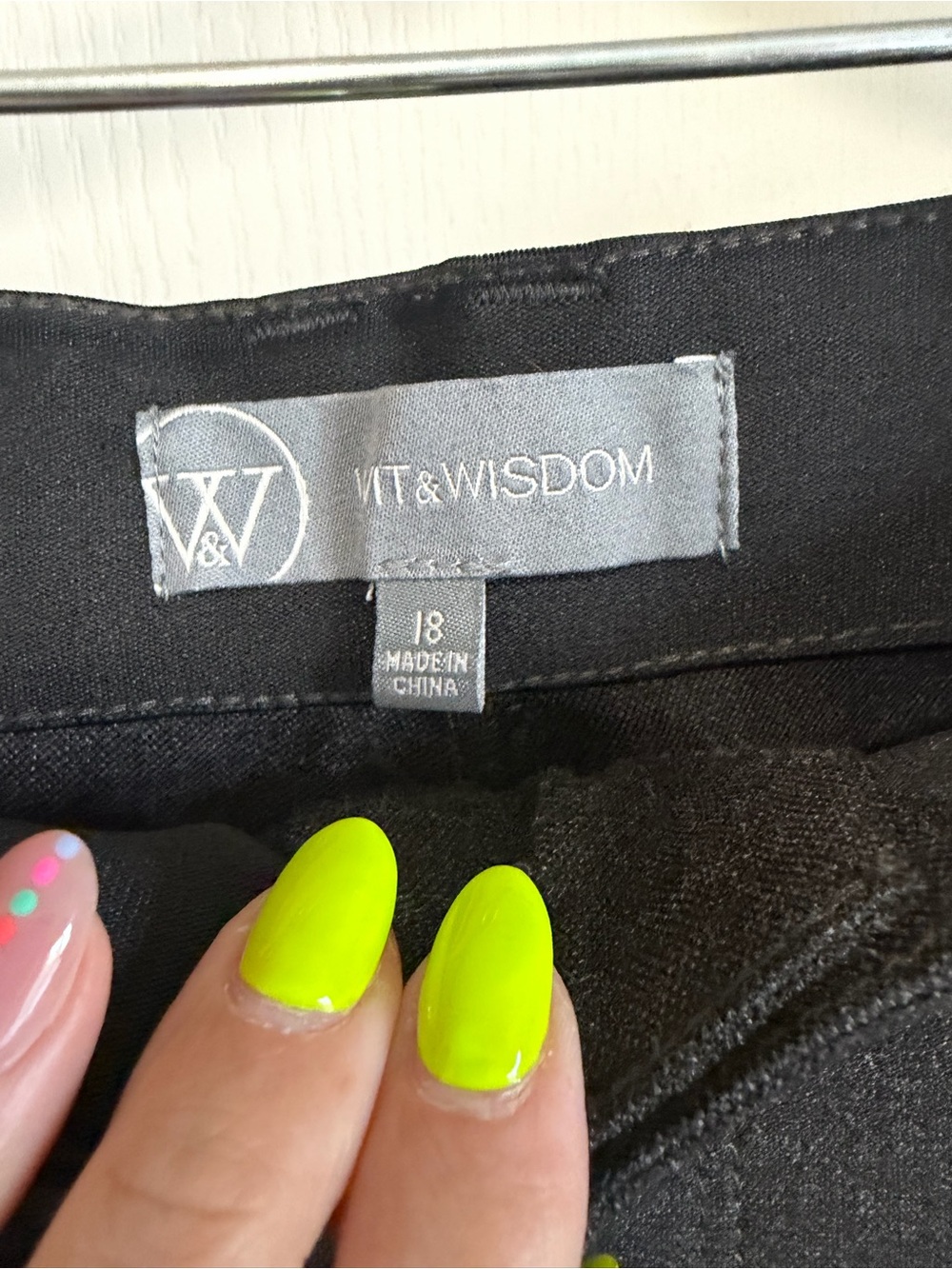 Wit & Wisdom Black Trousers with Neon Yellow Accent - Picture 2 of 3
